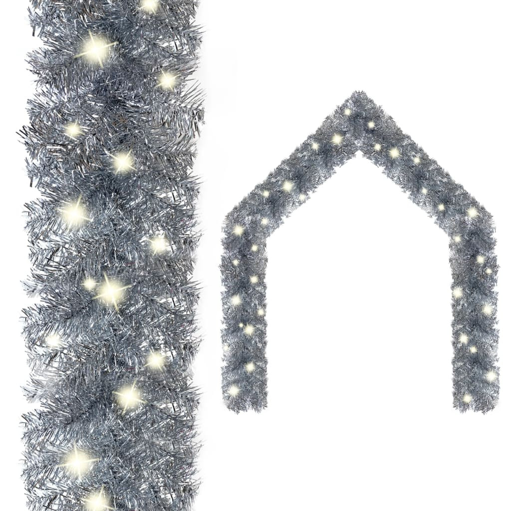 vidaXL Weihnachtsgirlande mit LED 10 m Silbern