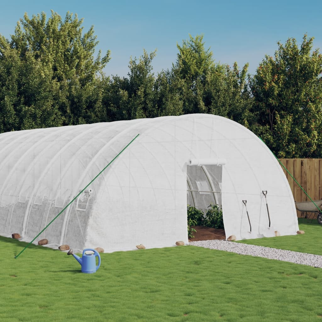 vidaXL Gewächshaus mit Stahlrahmen Weiß 48 m² 8x6x2,85 m