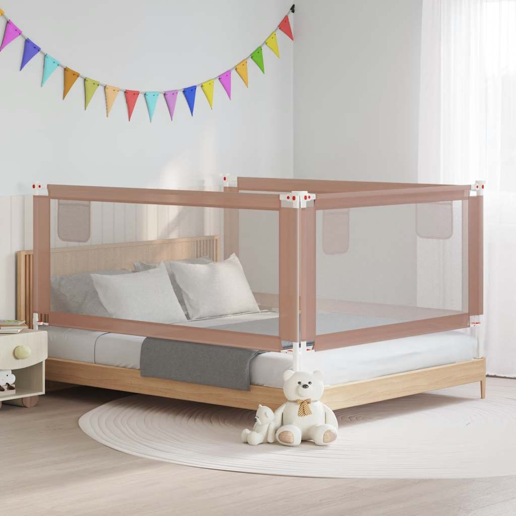 vidaXL Kleinkind-Bettschutzgitter Taupe 190x25 cm Stoff
