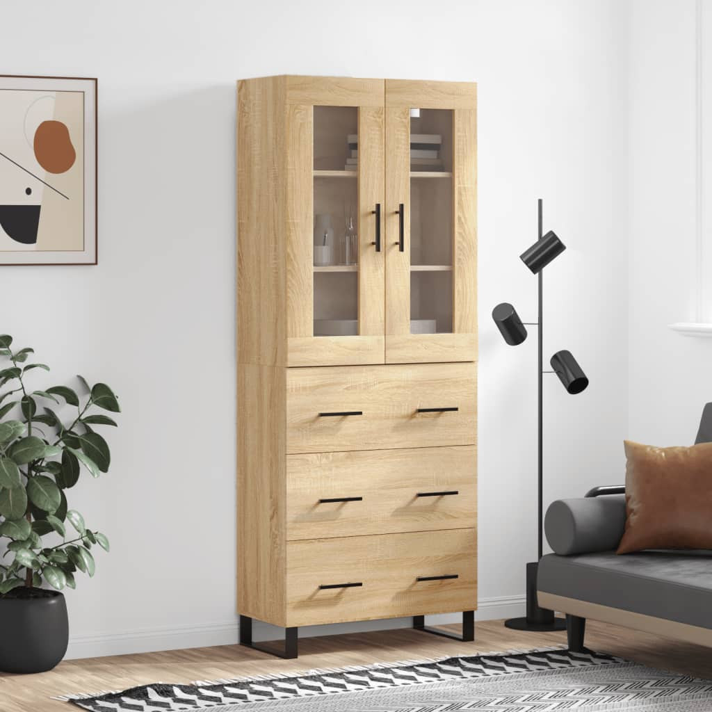vidaXL Highboard Sonoma-Eiche 69,5x34x180 cm Holzwerkstoff
