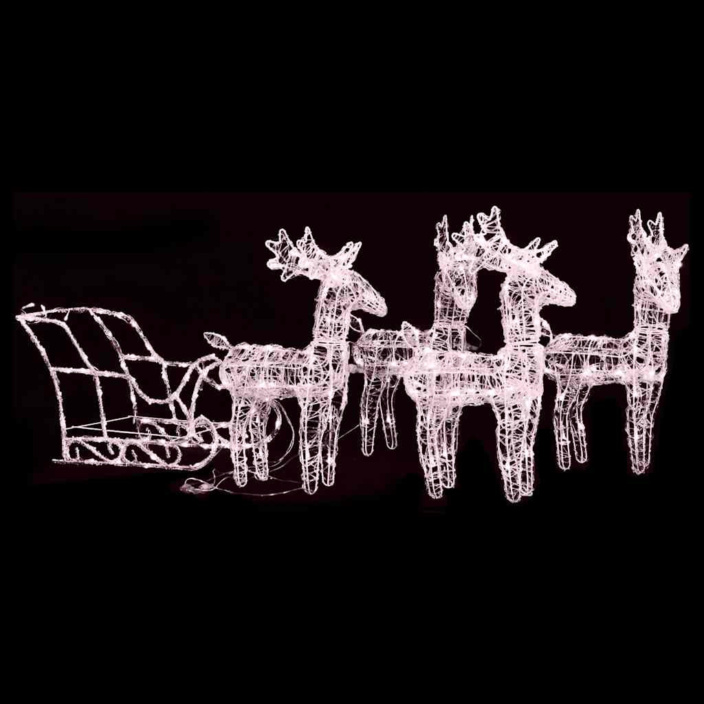 vidaXL Weihnachtsdekoration Rentiere & Schlitten 280x28x55 cm Acryl