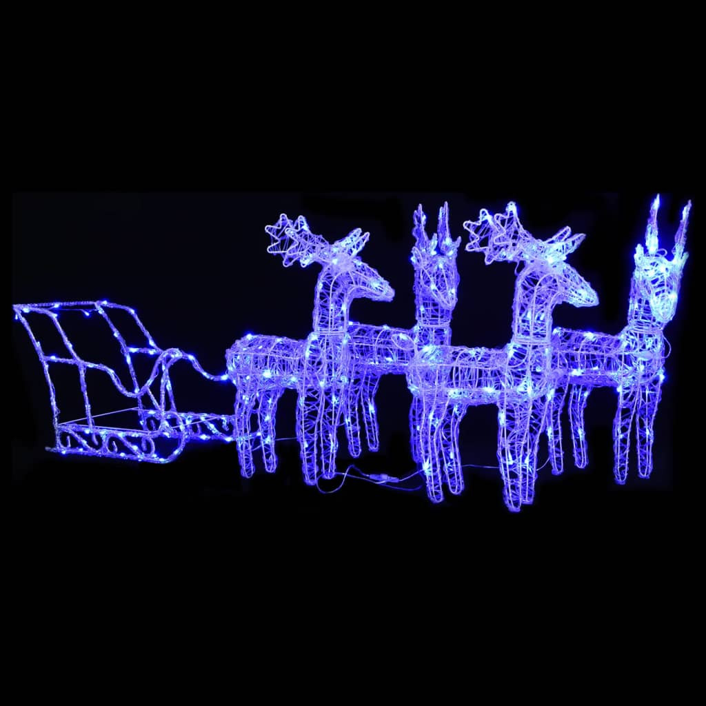 vidaXL Weihnachtsdekoration Rentiere & Schlitten 280x28x55 cm Acryl