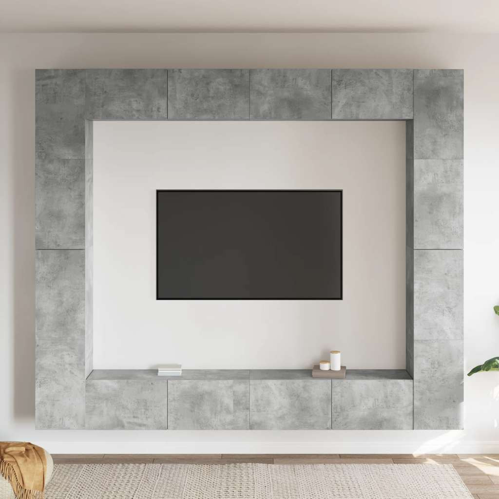 vidaXL 8-tlg. TV-Schrank-Set Betongrau Holzwerkstoff