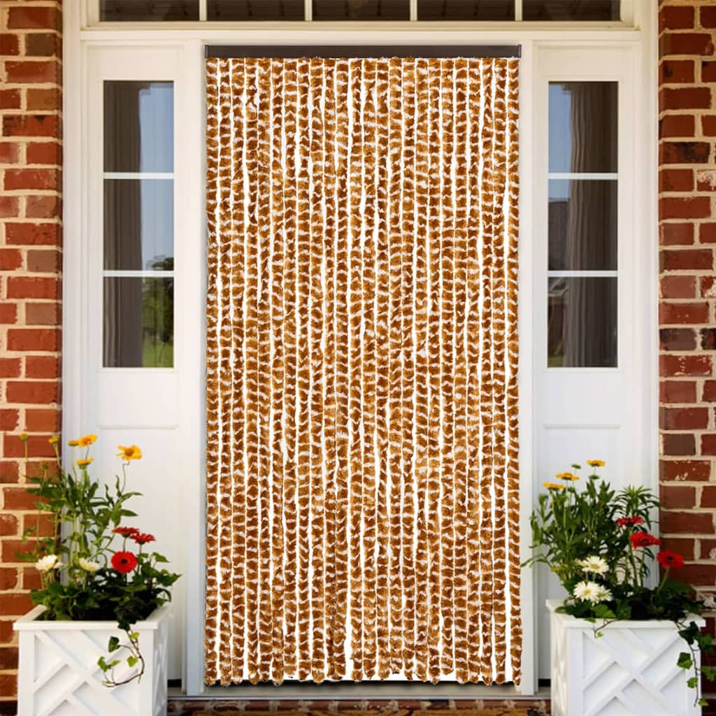 vidaXL Insektenschutz-Vorhang Ocker und Weiß 100x220 cm Chenille
