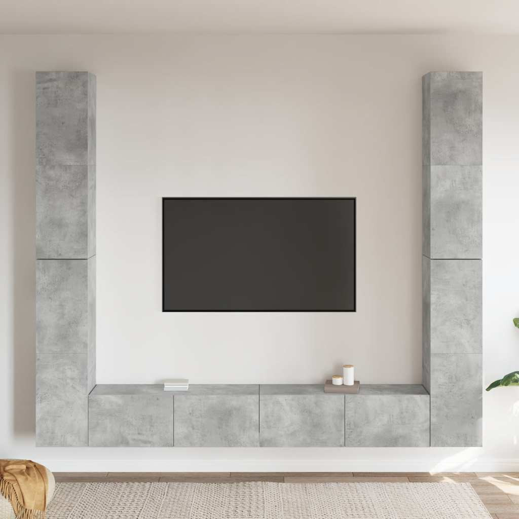 vidaXL 6-tlg. TV-Schrank-Set Betongrau Holzwerkstoff
