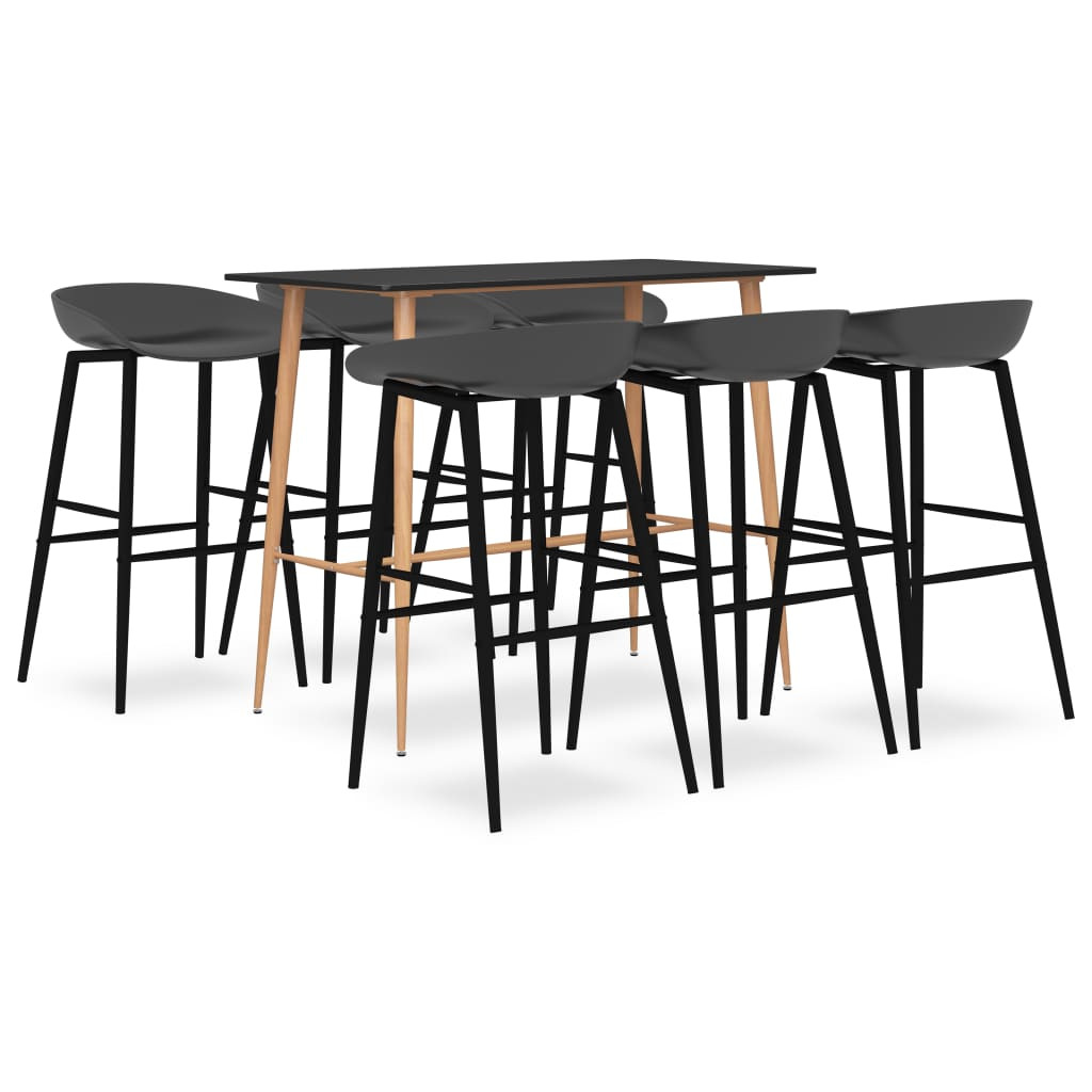 vidaXL 7-tlg. Bar-Set Schwarz und Grau