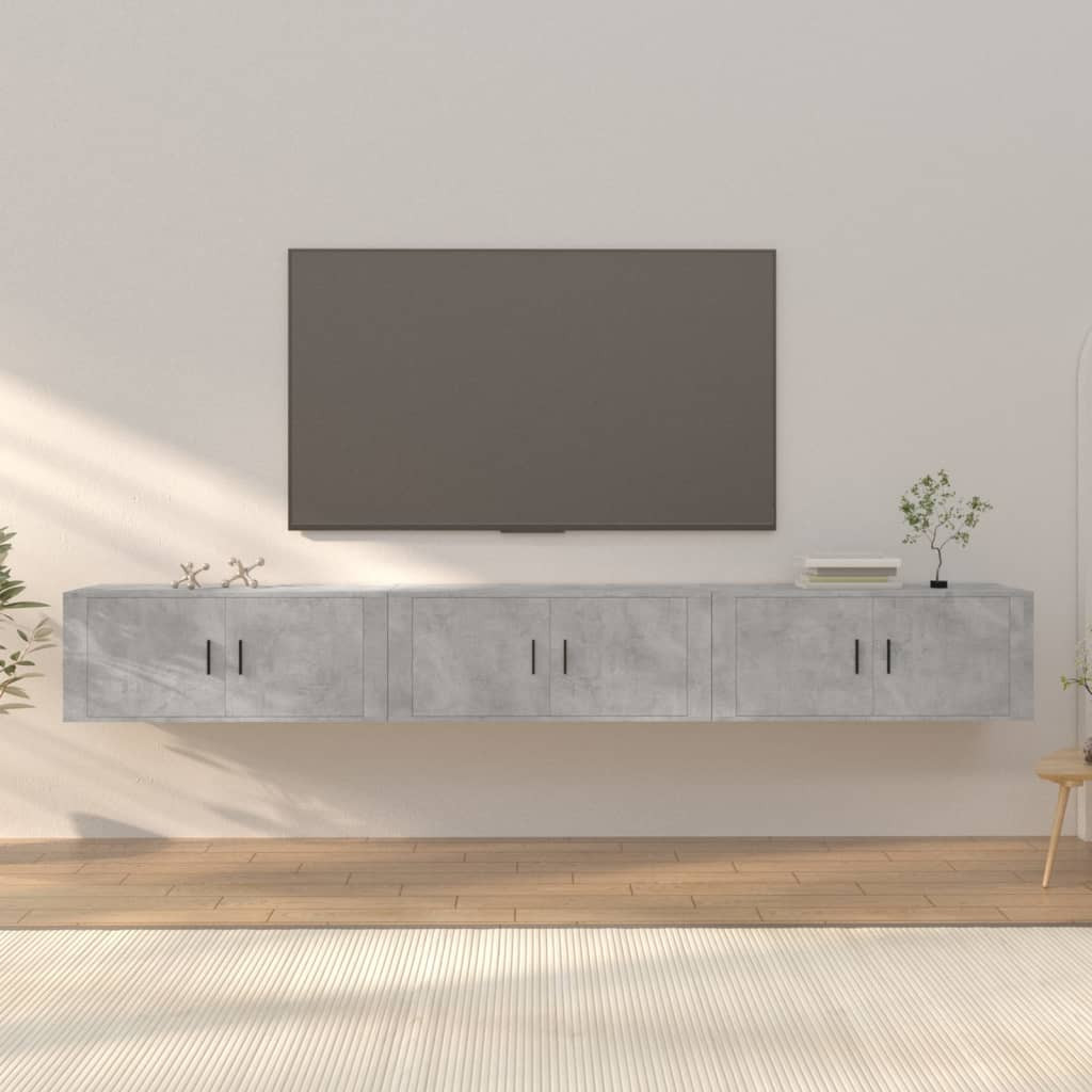 vidaXL TV-Wandschränke 3 Stk. Betongrau 100x34,5x40 cm
