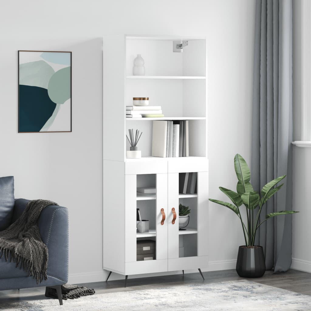 vidaXL Highboard Hochglanz-Weiß 69,5x34x180 cm Holzwerkstoff