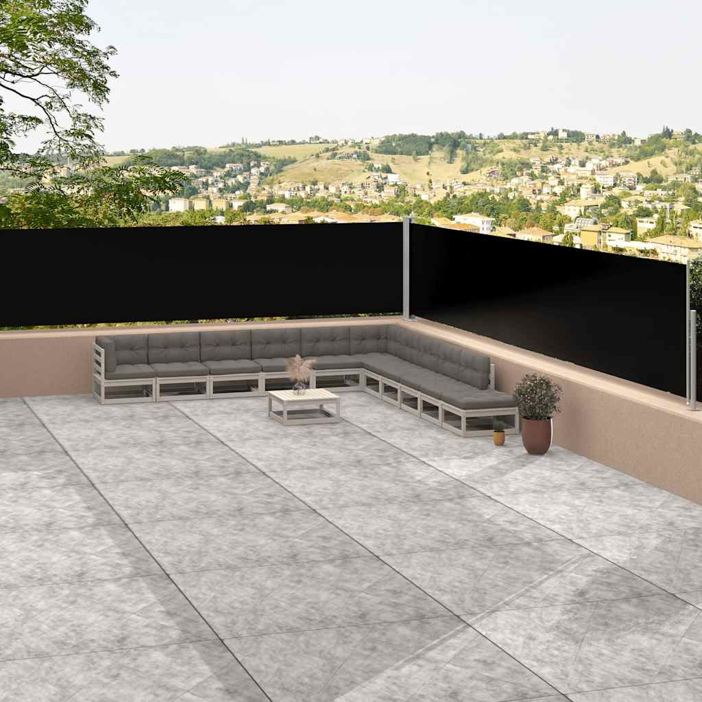 vidaXL Seitenmarkise Ausziehbar Schwarz 117x1200 cm