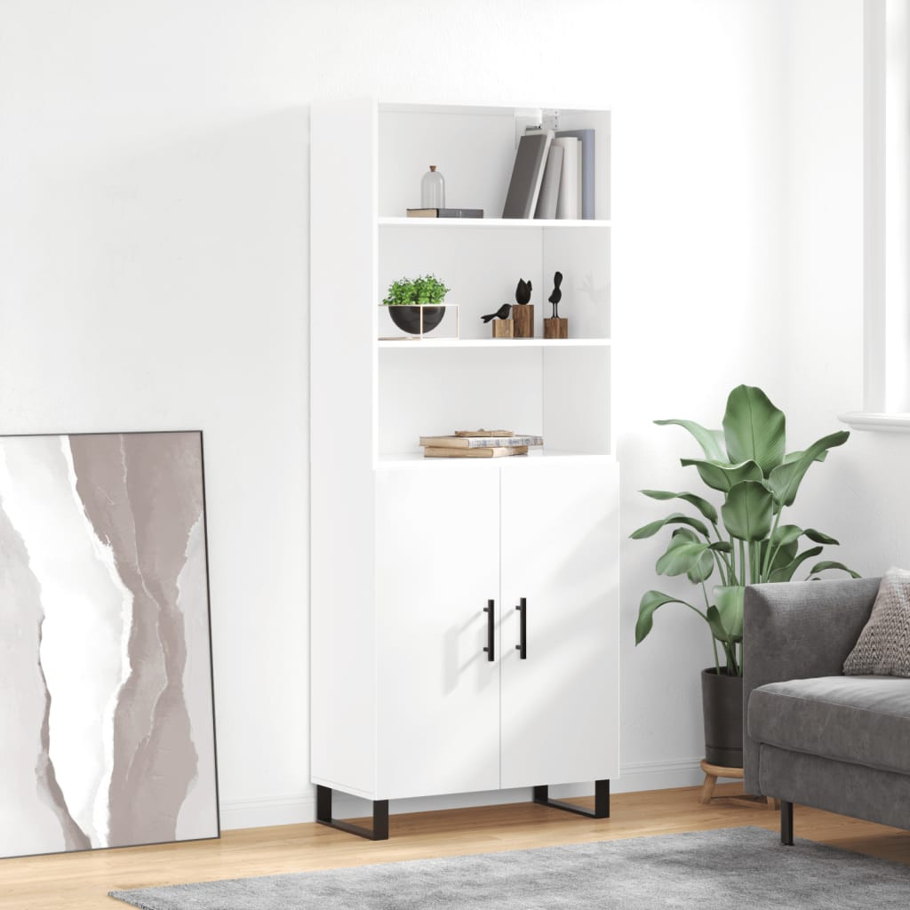 vidaXL Highboard Hochglanz-Weiß 69,5x34x180 cm Holzwerkstoff