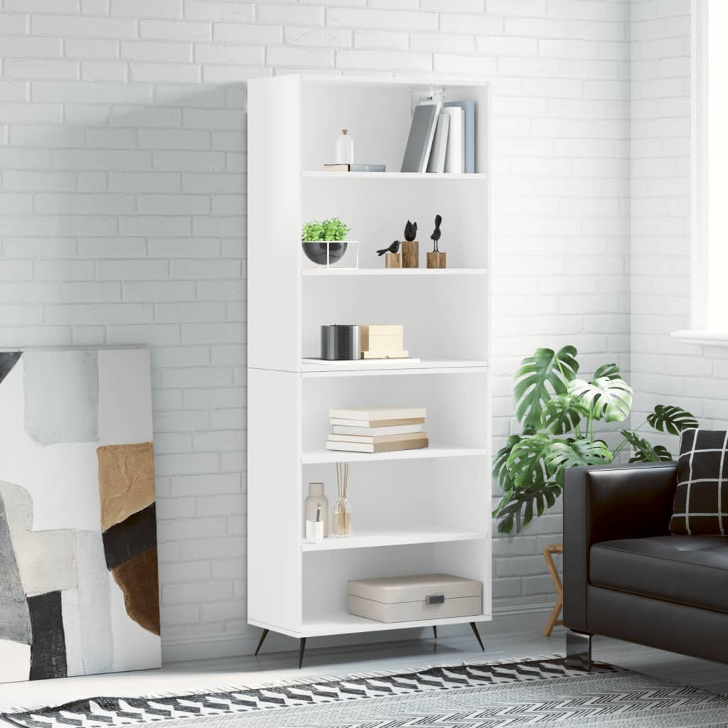 vidaXL Highboard Hochglanz-Weiß 69,5x32,5x180 cm Holzwerkstoff