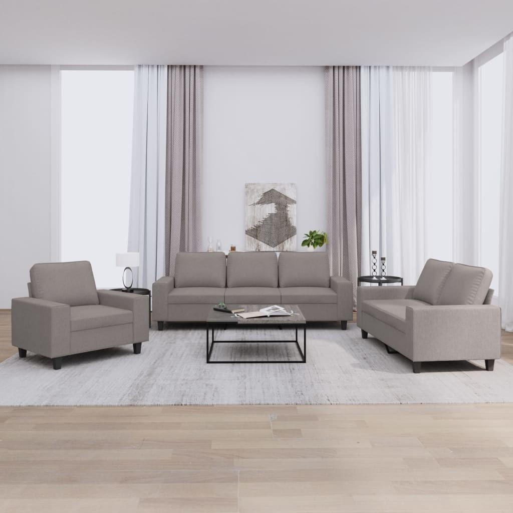 vidaXL 3-tlg. Sofagarnitur Taupe Stoff