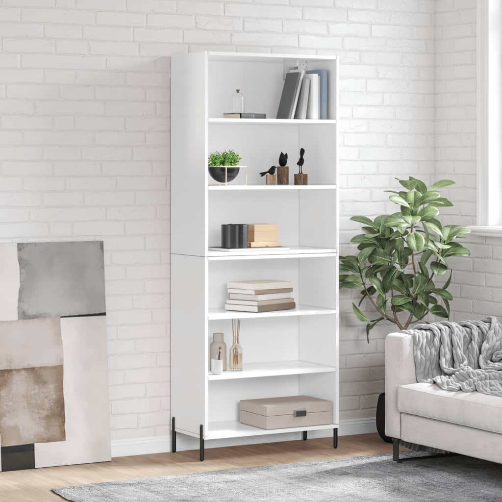 vidaXL Highboard Hochglanz-Weiß 69,5x32,5x180 cm Holzwerkstoff