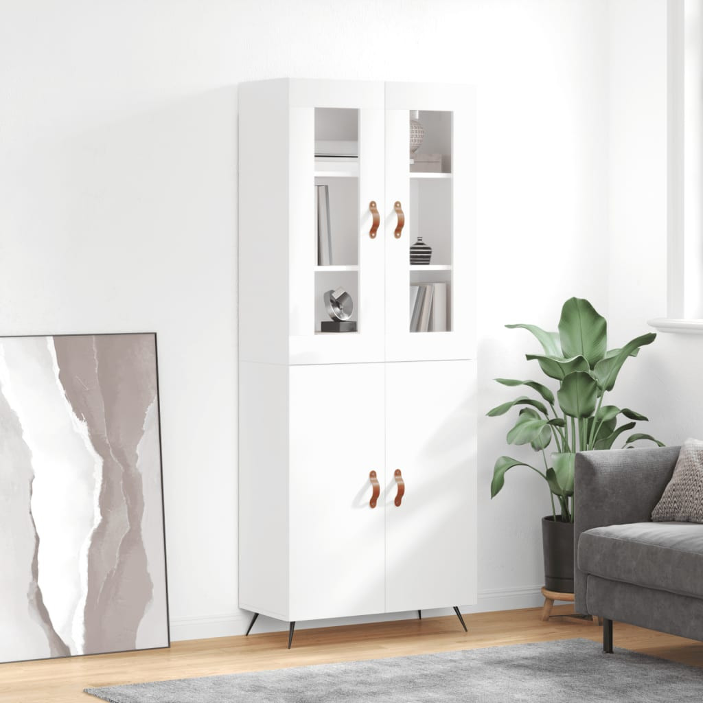 vidaXL Highboard Hochglanz-Weiß 69,5x34x180 cm Holzwerkstoff