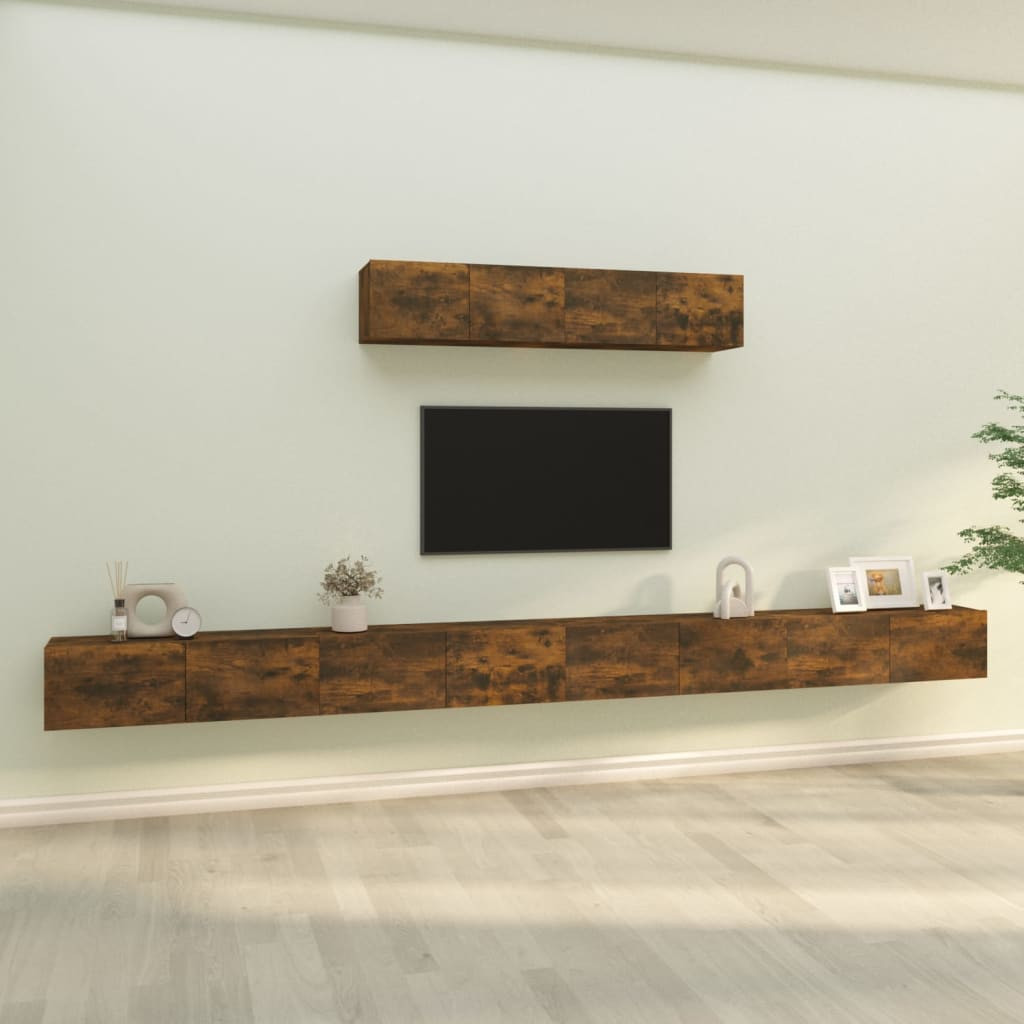 vidaXL 6-tlg. TV-Schrank-Set Räuchereiche Holzwerkstoff