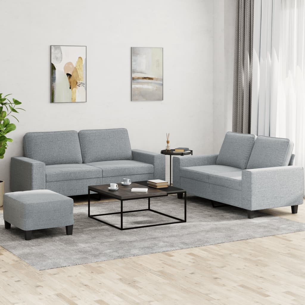 vidaXL 3-tlg. Sofagarnitur Hellgrau Stoff