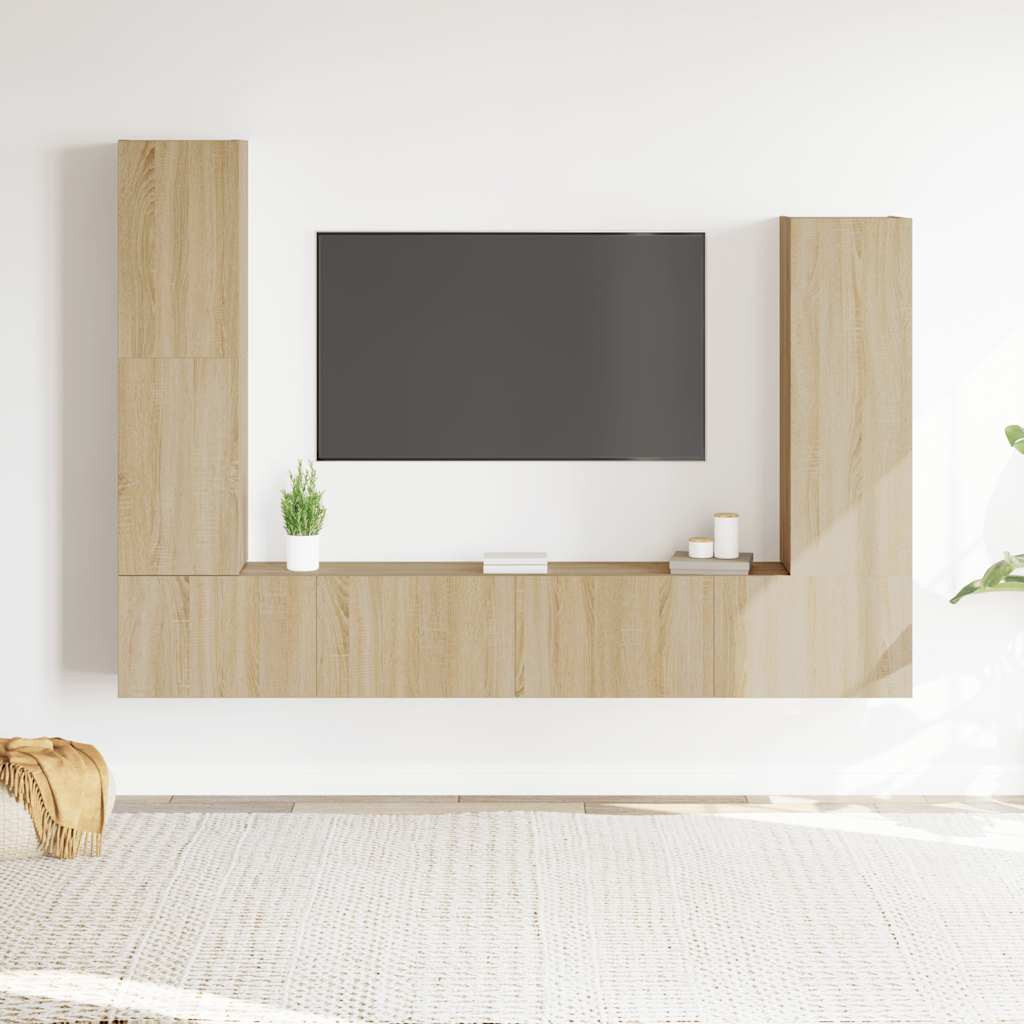 vidaXL 4-tlg. TV-Schrank-Set Sonoma-Eiche Holzwerkstoff