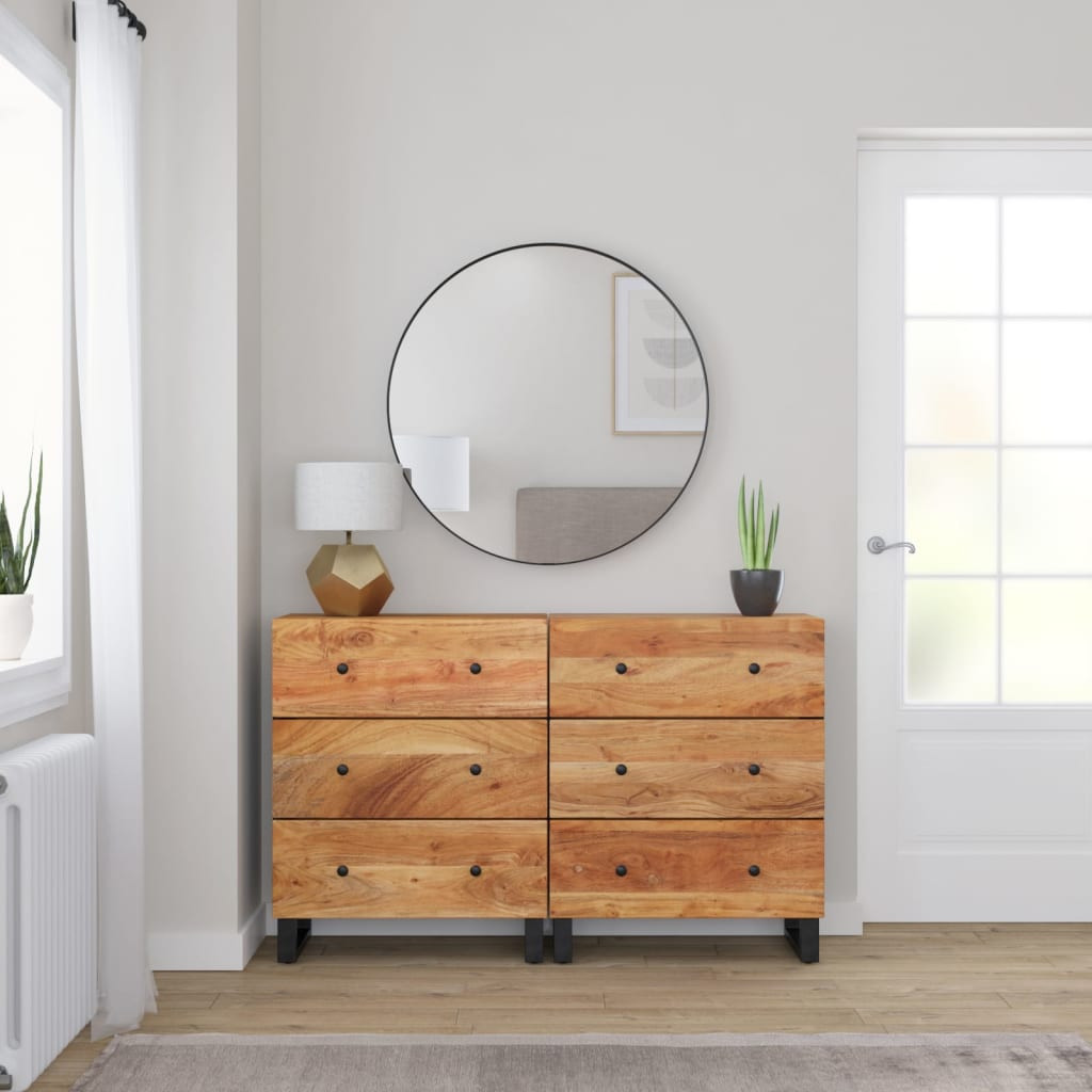 vidaXL Sideboards 2 Stk. 60x33x75 cm Massivholz Akazie