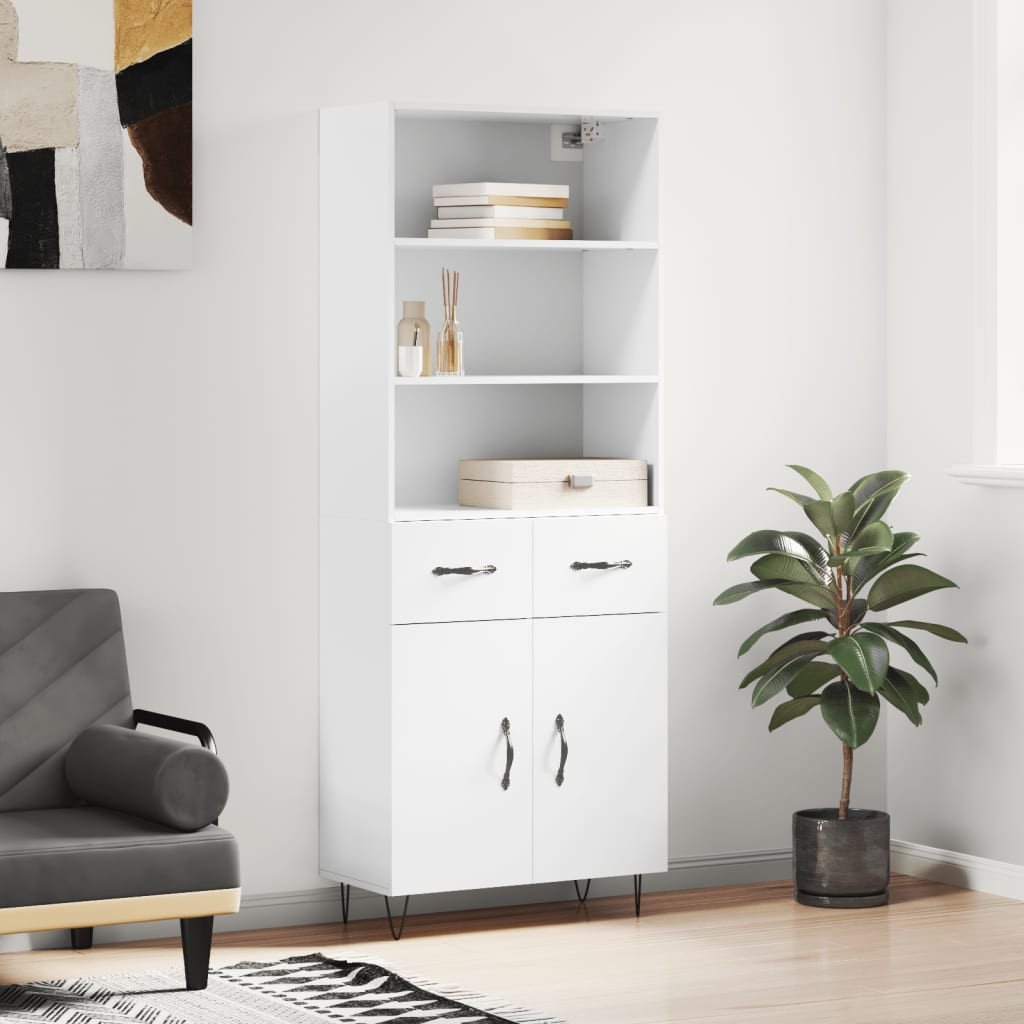 vidaXL Highboard Hochglanz-Weiß 69,5x34x180 cm Holzwerkstoff