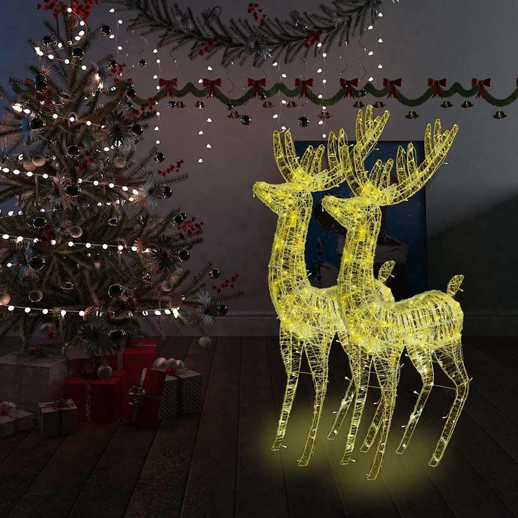 vidaXL XXL Rentiere Weihnachtsdekoration Acryl 250 LED 2 Stk. 180 cm