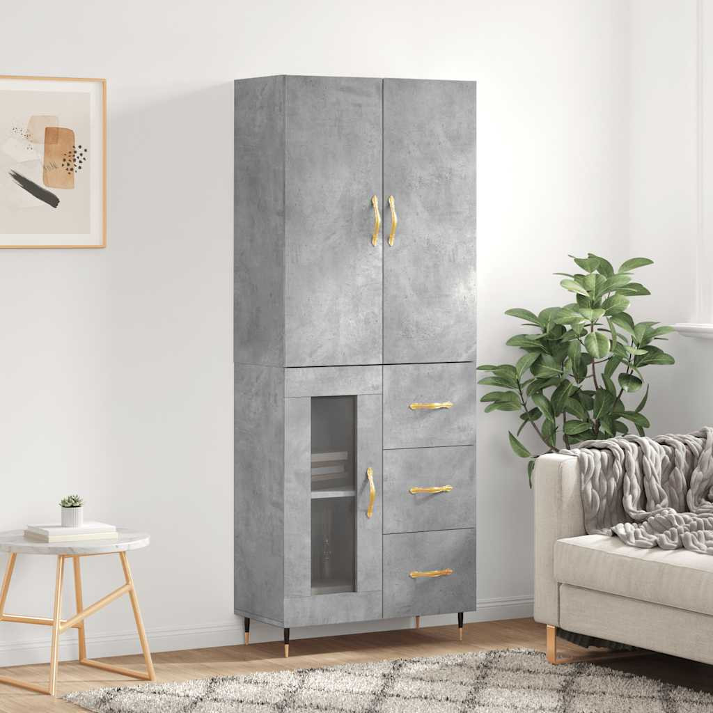 vidaXL Highboard Betongrau 69,5x34x180 cm Holzwerkstoff