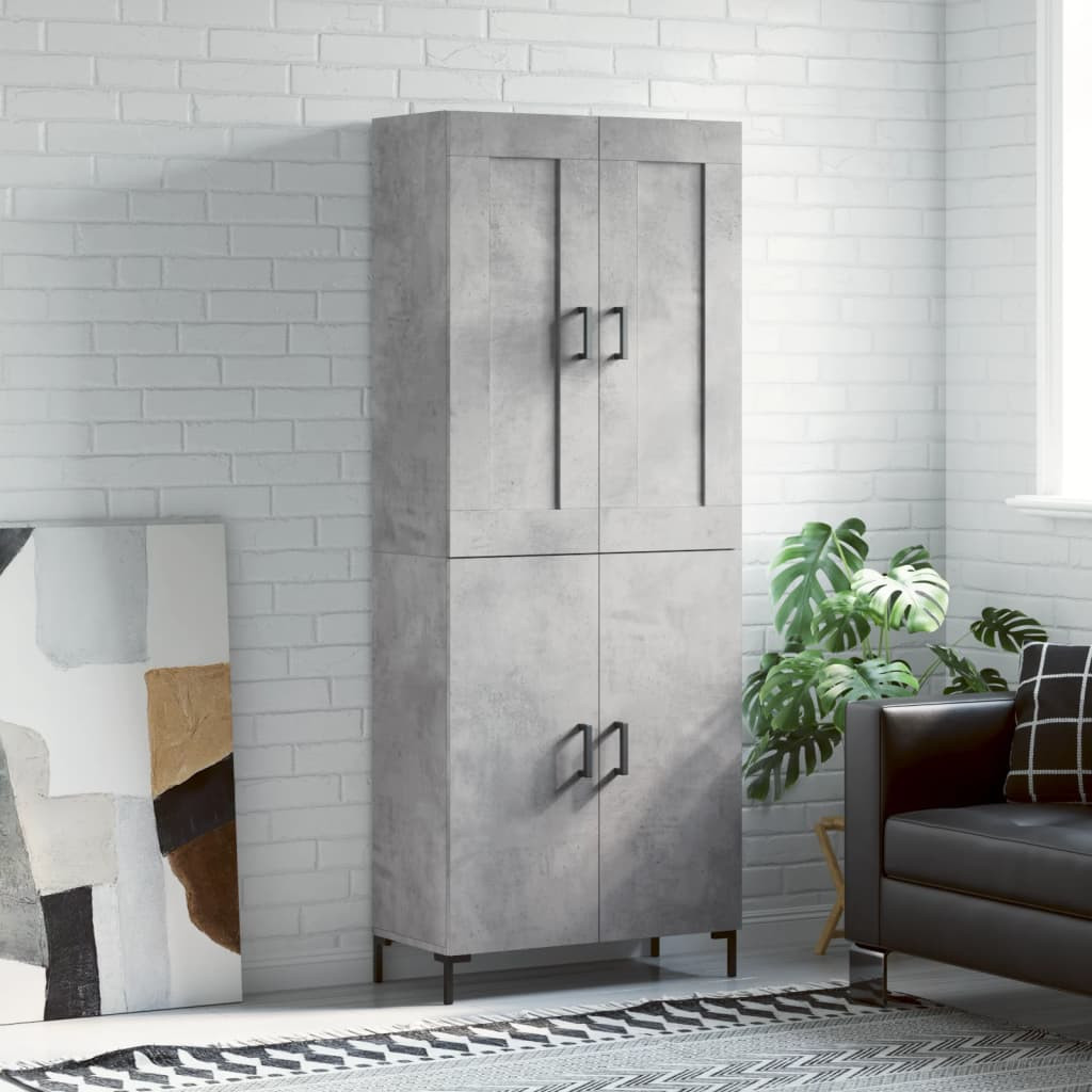 vidaXL Highboard Betongrau 69,5x34x180 cm Holzwerkstoff