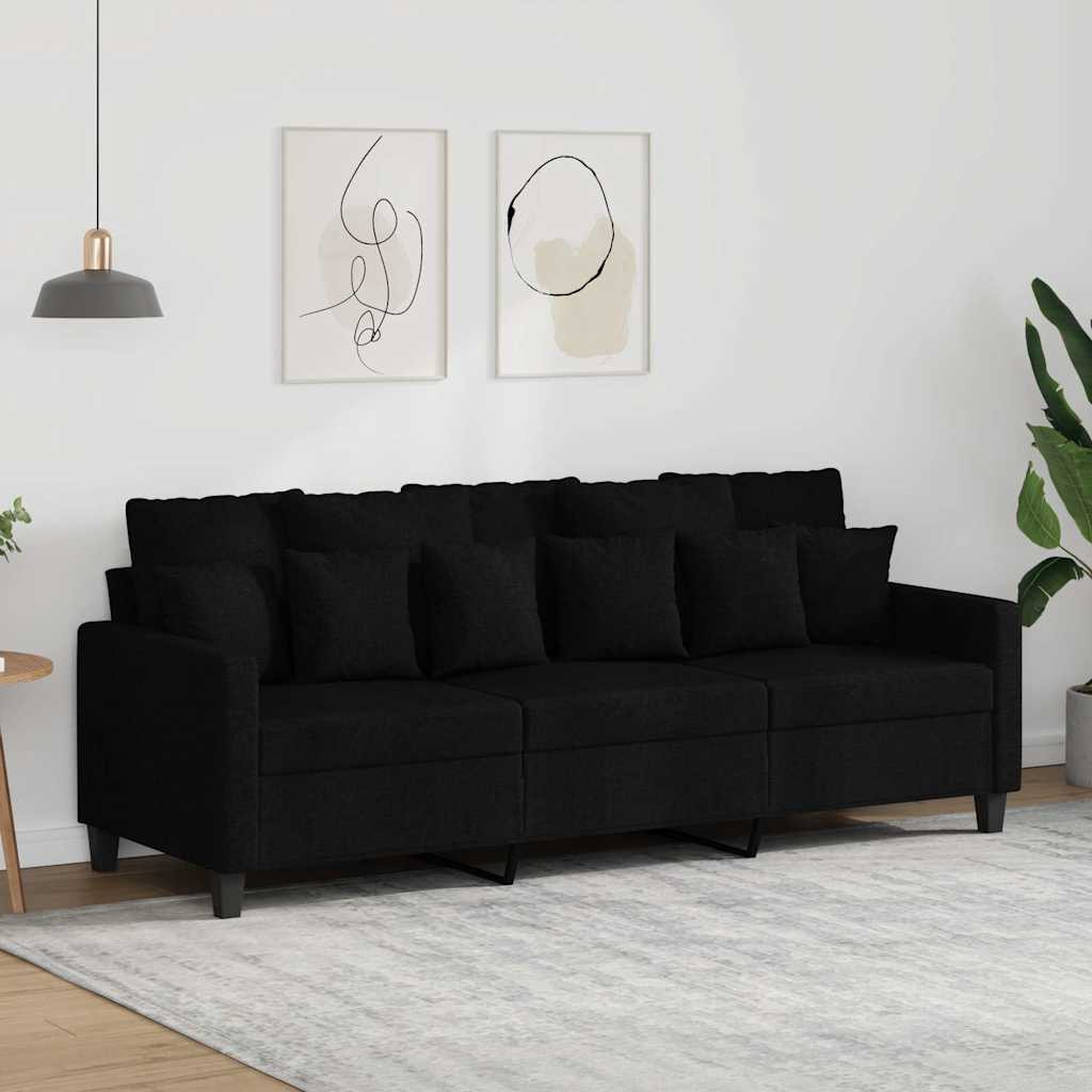 vidaXL 3-Sitzer-Sofa Schwarz 180 cm Stoff