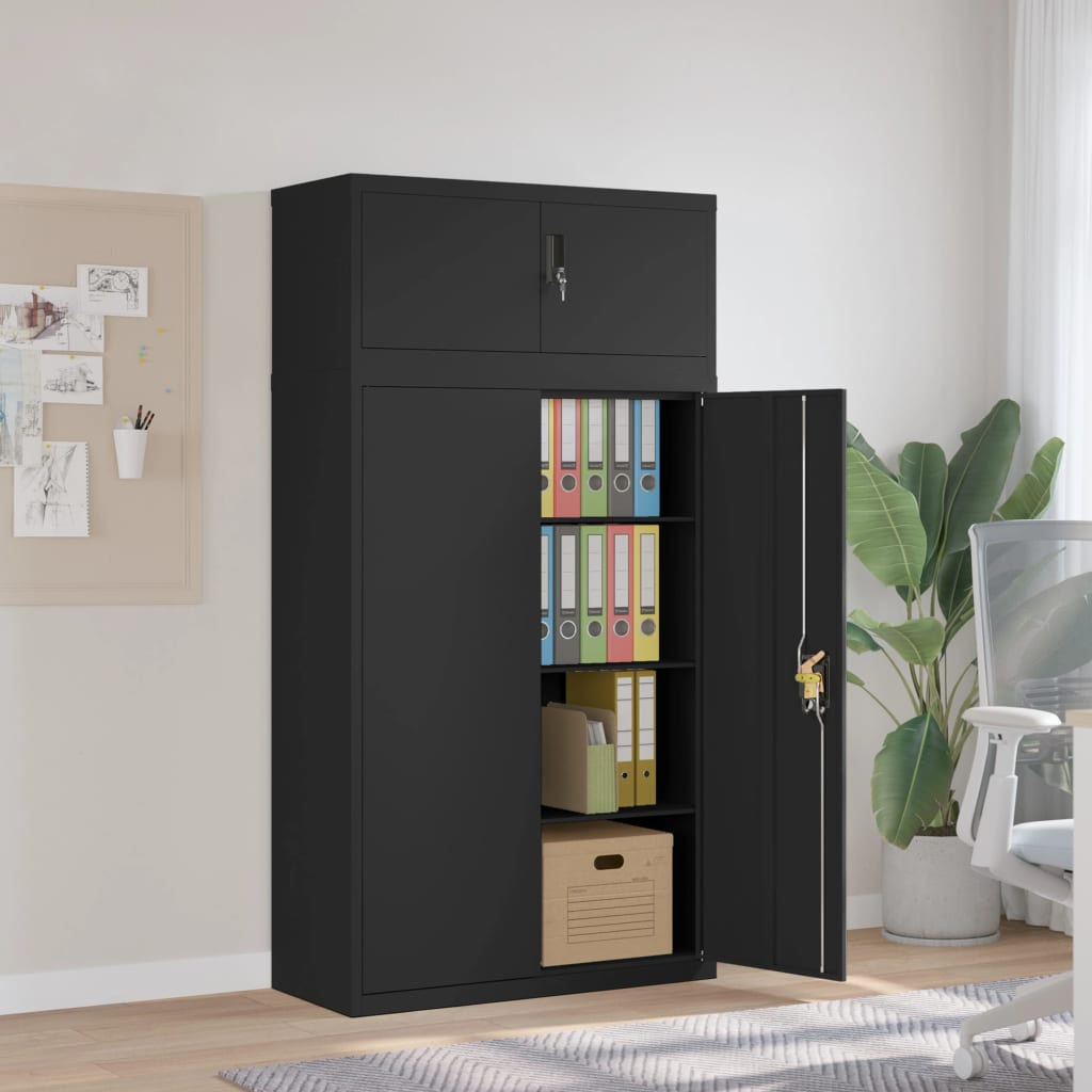vidaXL Aktenschrank Schwarz 90x40x180 cm Stahl