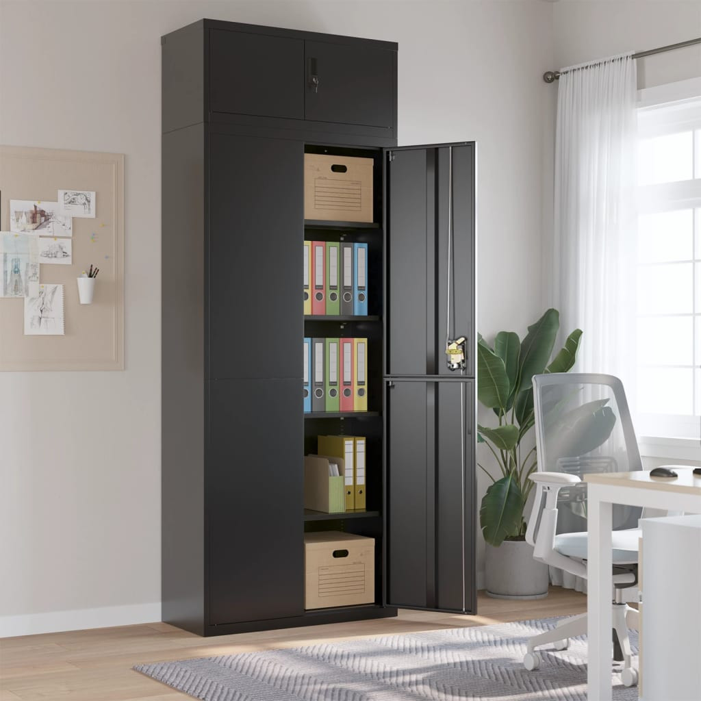 vidaXL Aktenschrank Schwarz 90x40x240 cm Stahl