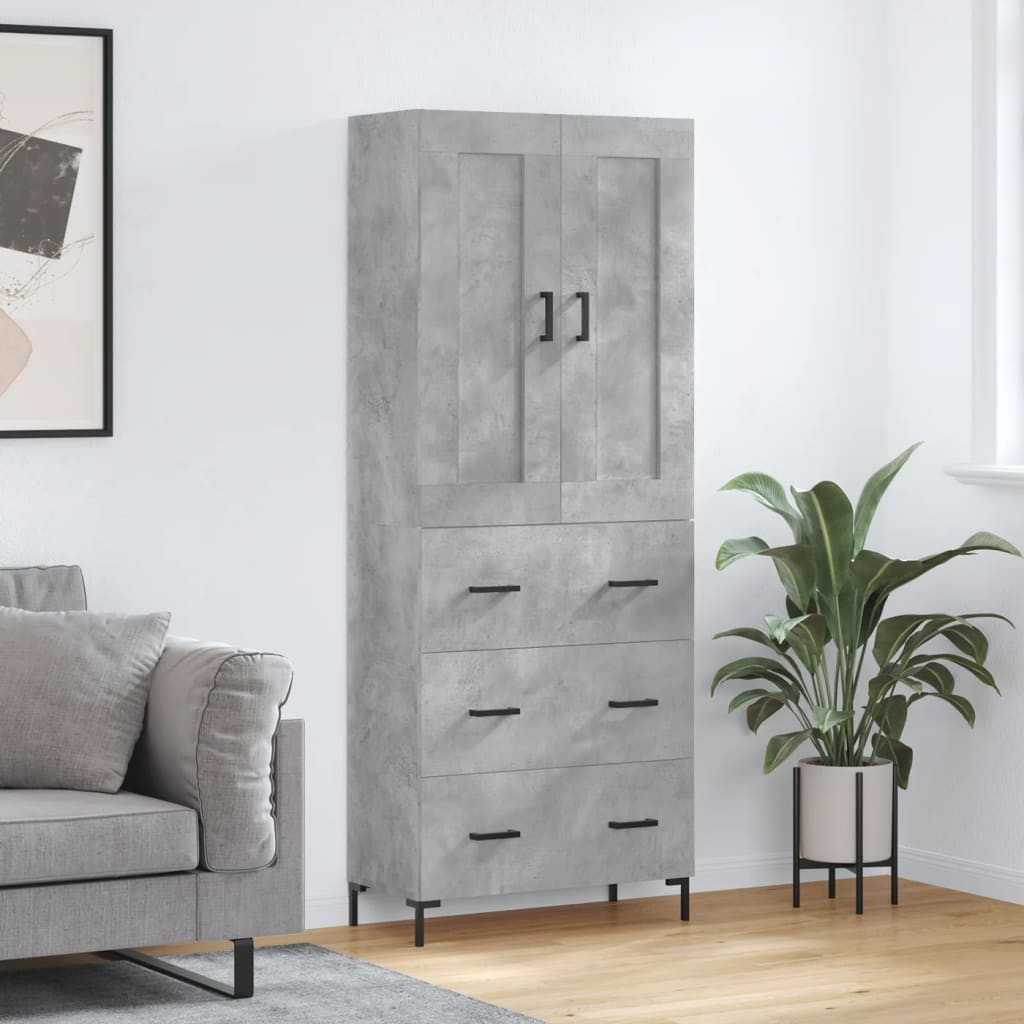 vidaXL Highboard Betongrau 69,5x34x180 cm Holzwerkstoff