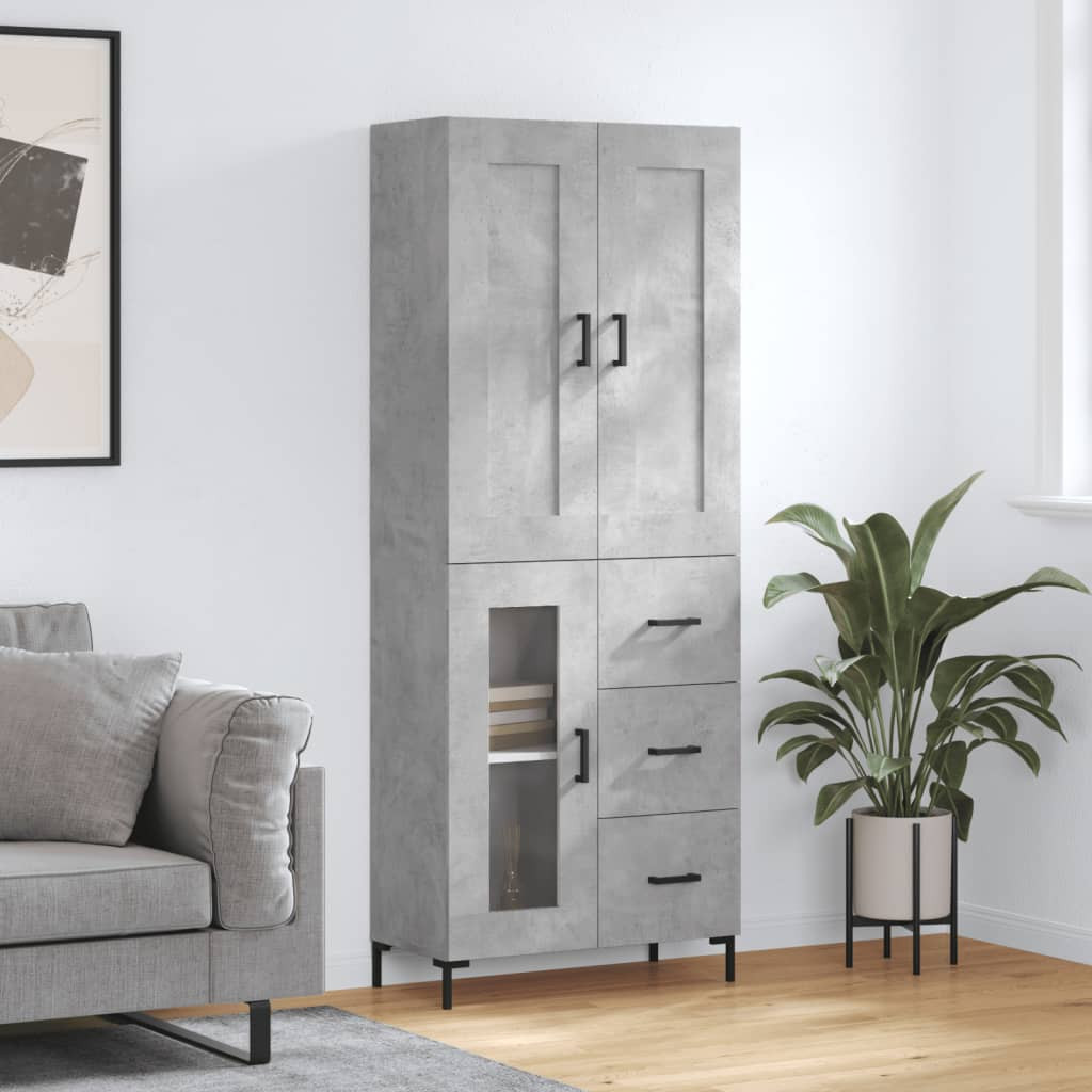 vidaXL Highboard Betongrau 69,5x34x180 cm Holzwerkstoff
