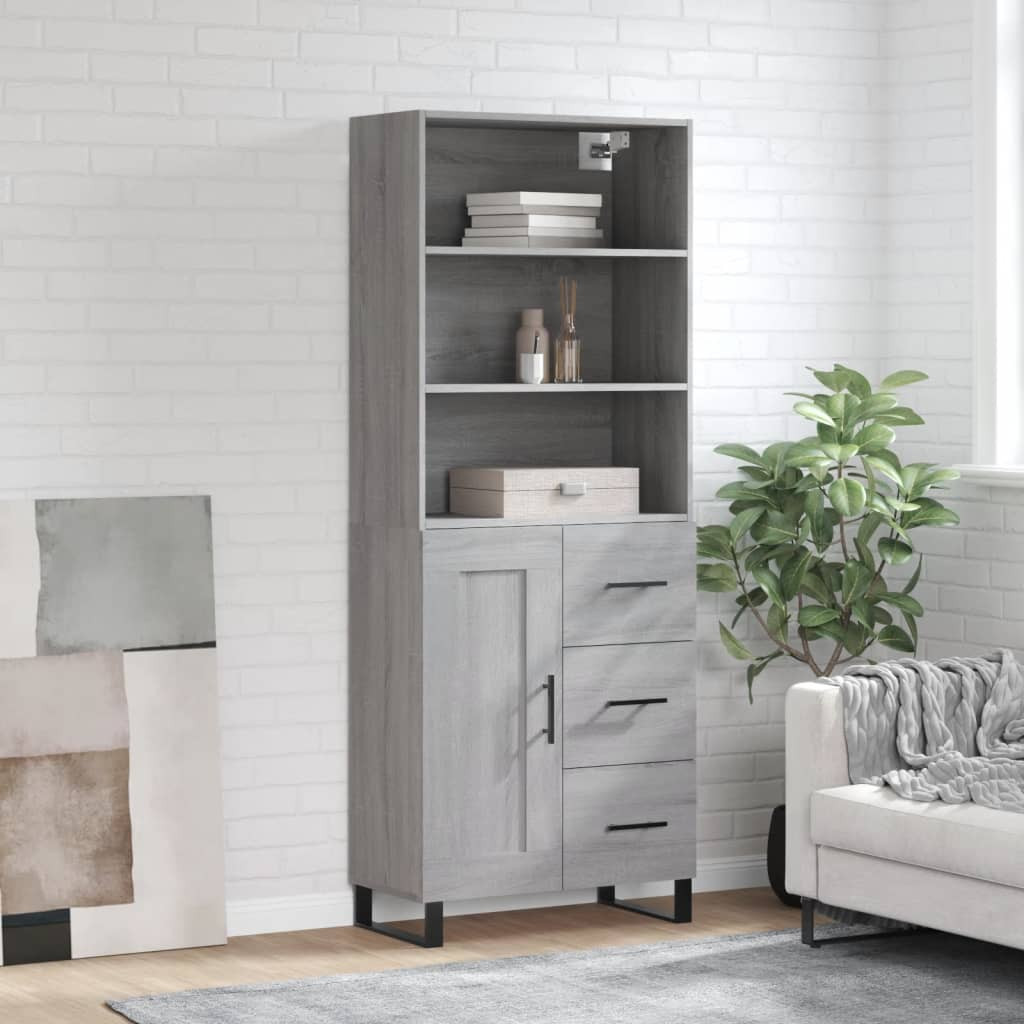 vidaXL Highboard Grau Sonoma 69,5x34x180 cm Holzwerkstoff