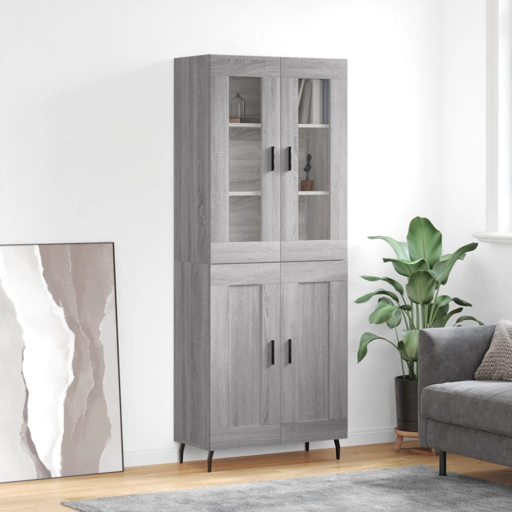 vidaXL Highboard Grau Sonoma 69,5x34x180 cm Holzwerkstoff