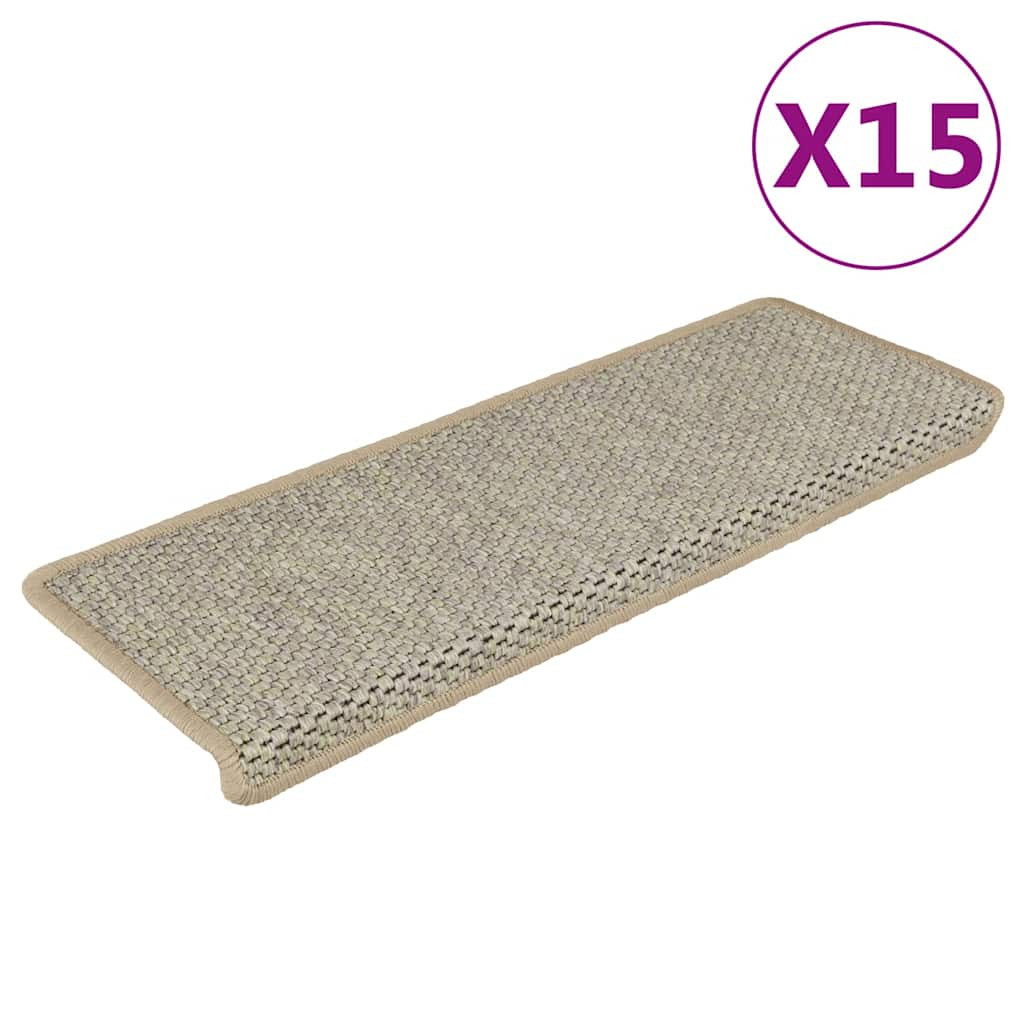 vidaXL Treppenmatten Selbstklebend Sisal-Look 15 Stk 65x21x4 Hellgrün