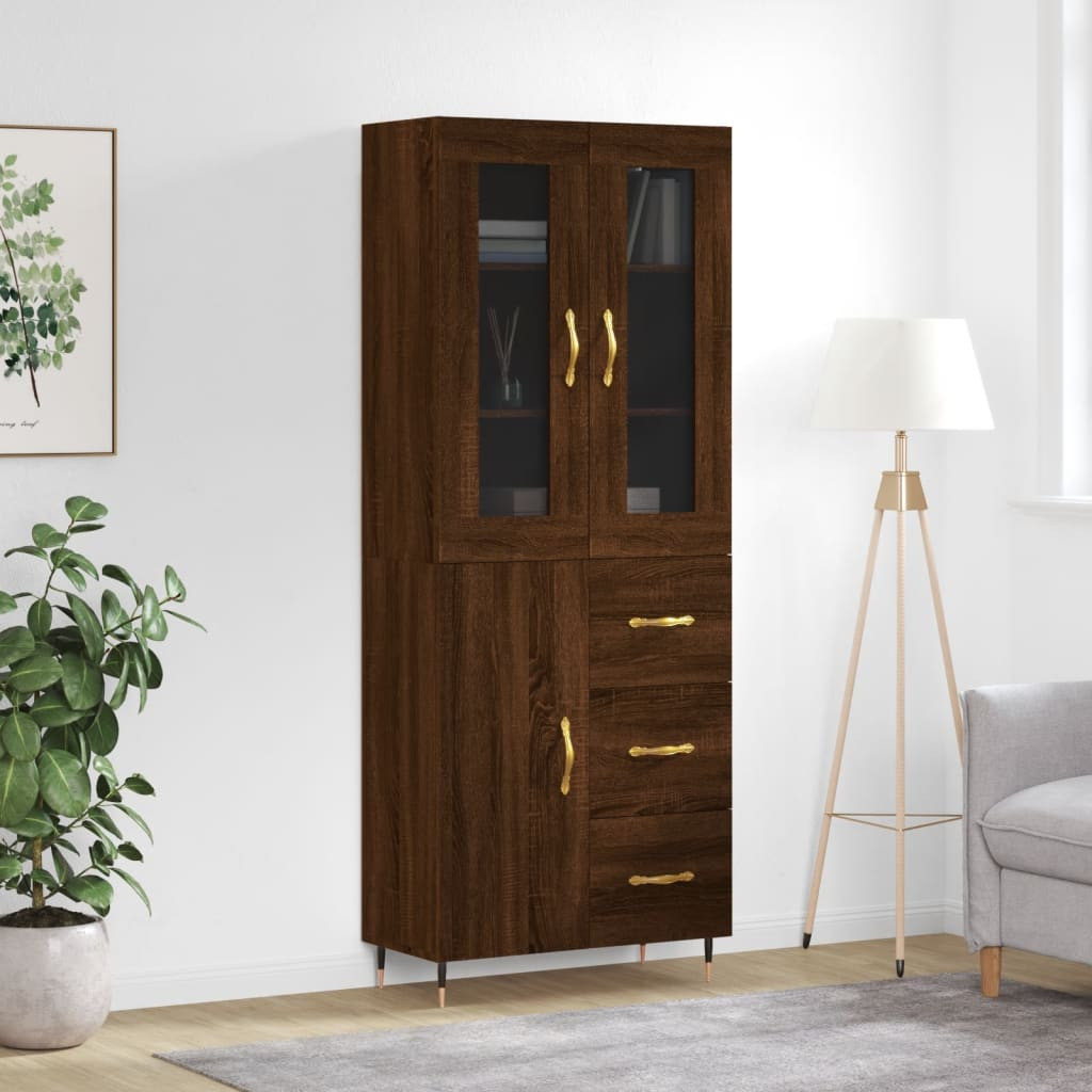 vidaXL Highboard Braun Eichen-Optik 69,5x34x180 cm Holzwerkstoff