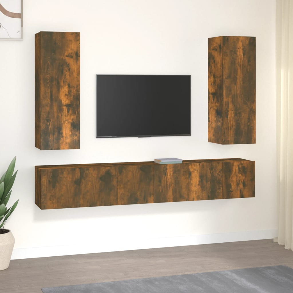 vidaXL 5-tlg. TV-Schrank-Set Räuchereiche Holzwerkstoff