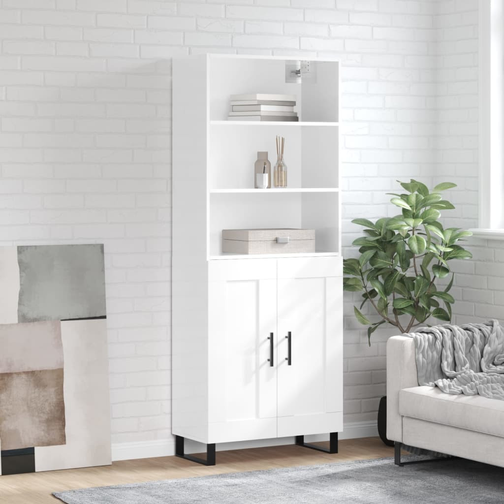 vidaXL Highboard Hochglanz-Weiß 69,5x34x180 cm Holzwerkstoff