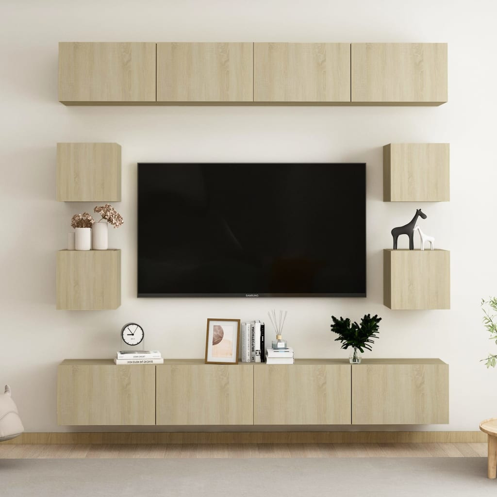 vidaXL 8-tlg. TV-Schrank-Set Sonoma-Eiche Holzwerkstoff