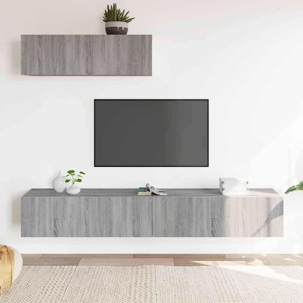 vidaXL 3-tlg. TV-Schrank-Set Grau Sonoma Holzwerkstoff