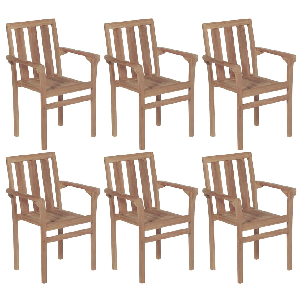 vidaXL Stapelbare Gartenstühle 6 Stk. Massivholz Teak