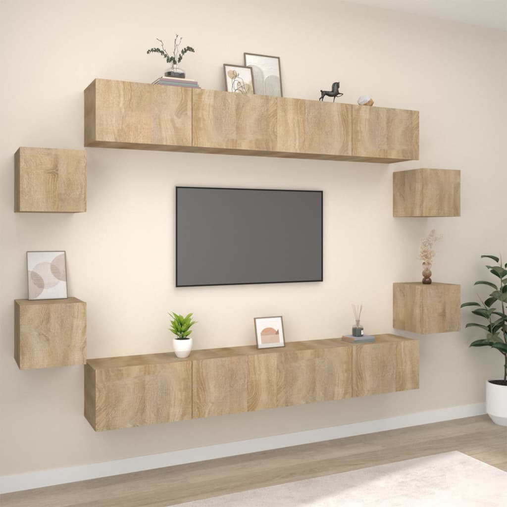 vidaXL 8-tlg. TV-Schrank-Set Sonoma-Eiche Holzwerkstoff
