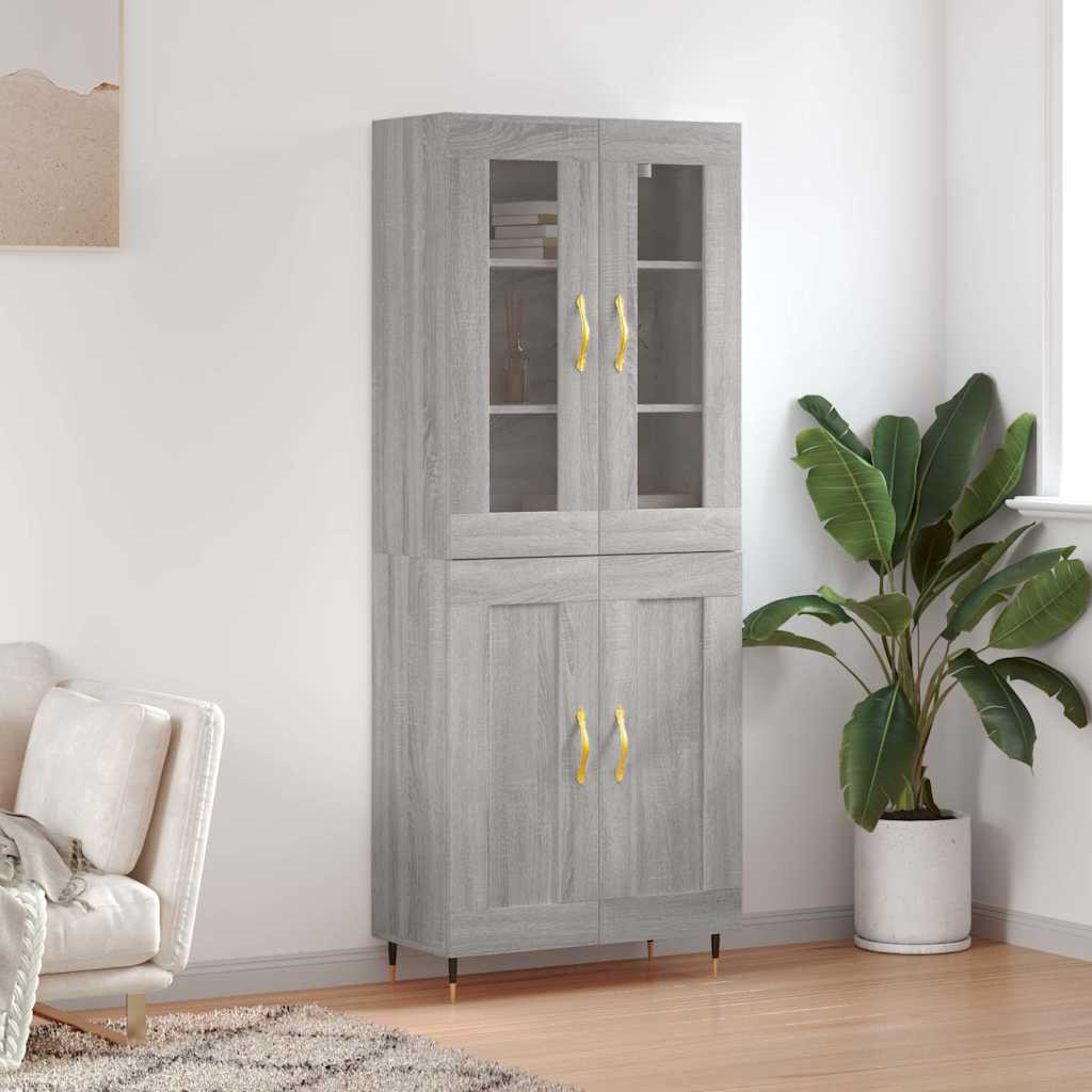 vidaXL Highboard Grau Sonoma 69,5x34x180 cm Holzwerkstoff