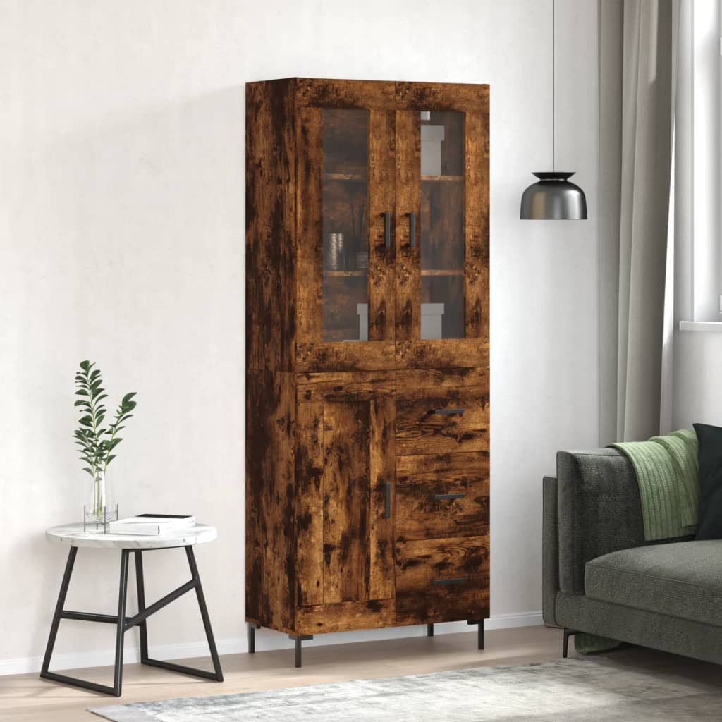 vidaXL Highboard Räuchereiche 69,5x34x180 cm Holzwerkstoff