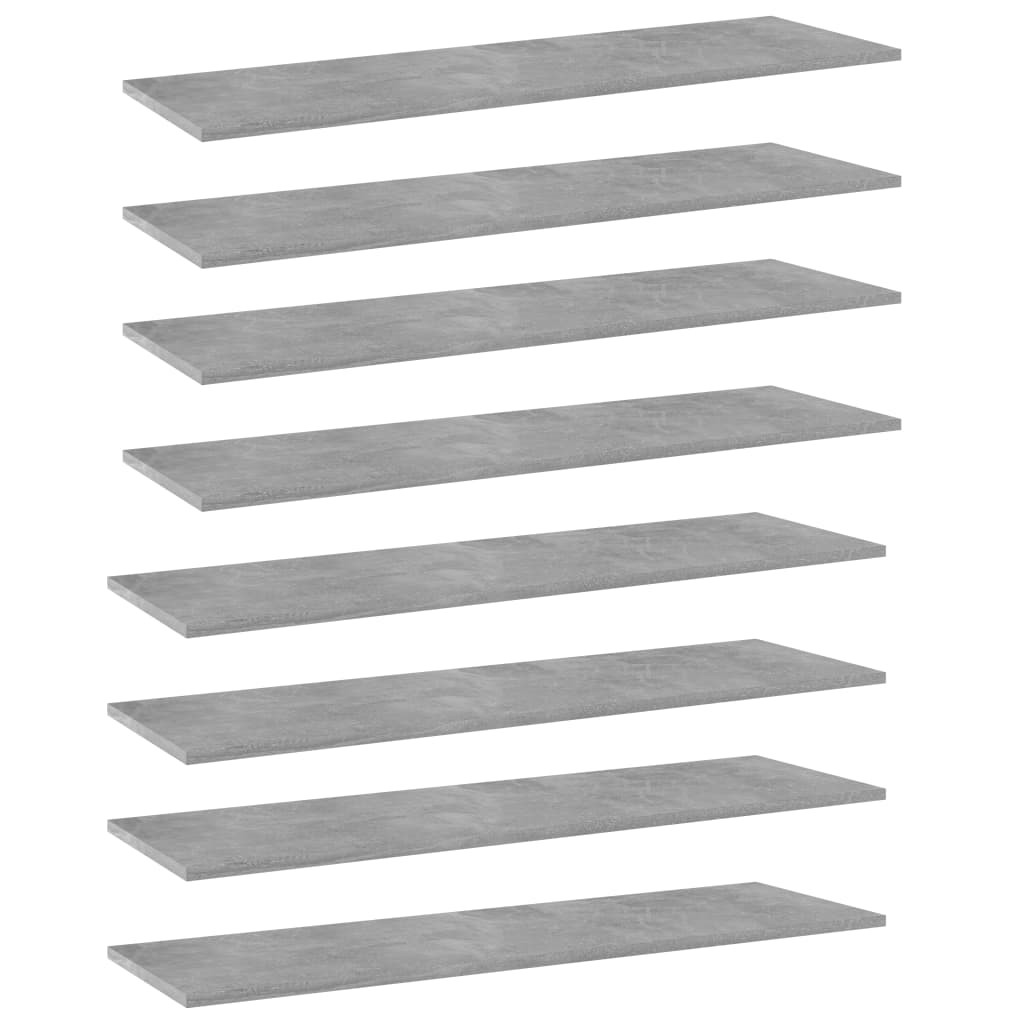 vidaXL Bücherregal-Bretter 8 Stk. Betongrau 100x30x1,5cm Holzwerkstoff