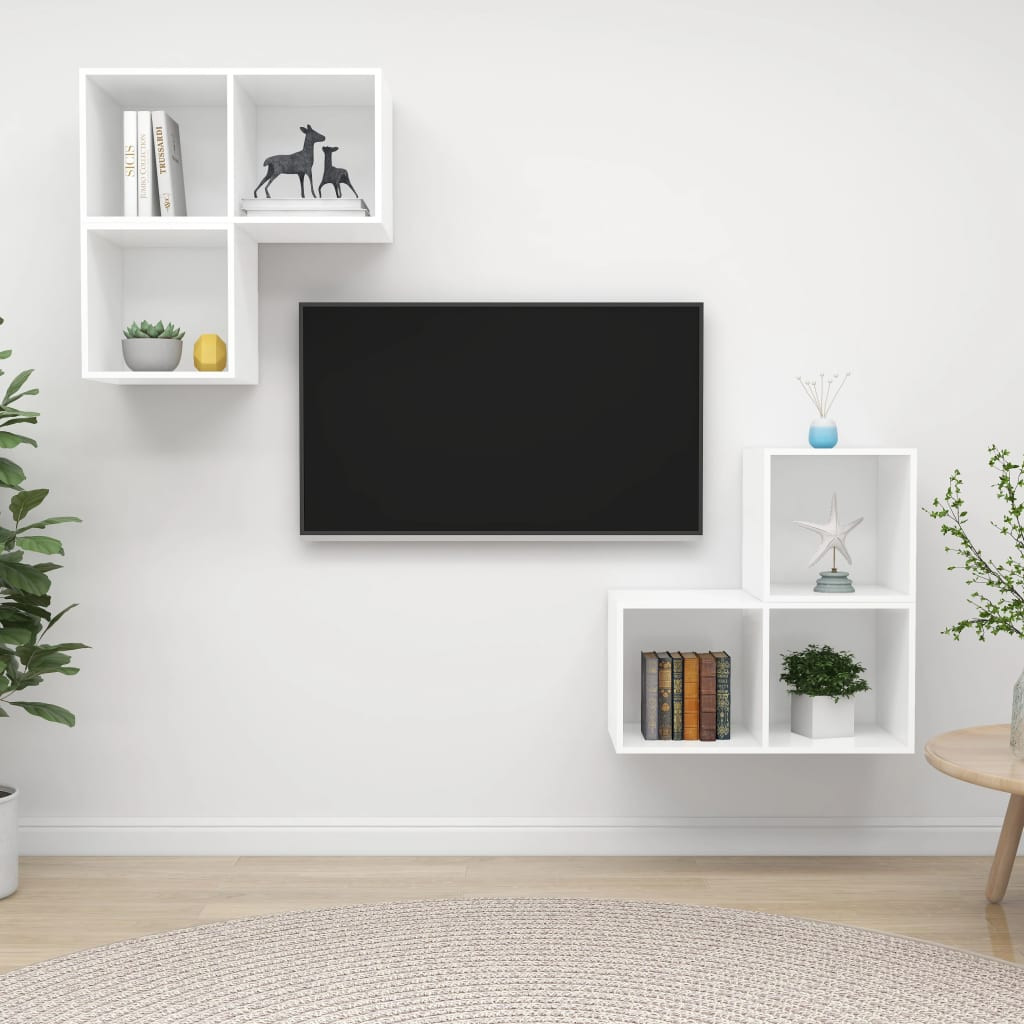 vidaXL 4-tlg. TV-Schrank-Set Weiß Holzwerkstoff