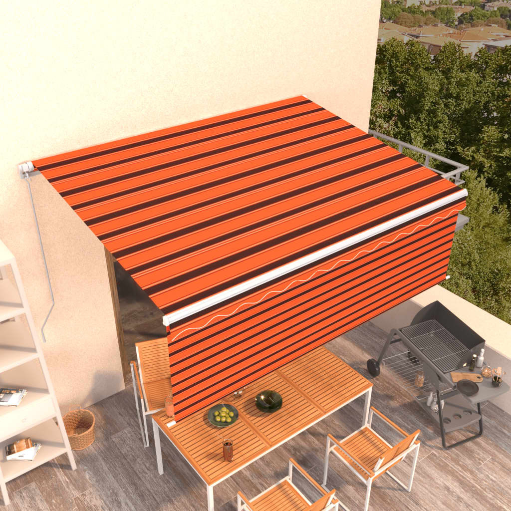 vidaXL Markise Manuell Einziehbar mit Rollo 4x3 m Orange & Braun