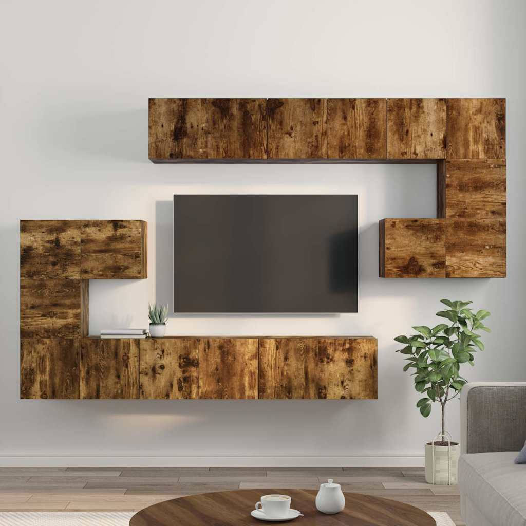 vidaXL 10-tlg. TV-Schrank-Set Räuchereiche Holzwerkstoff