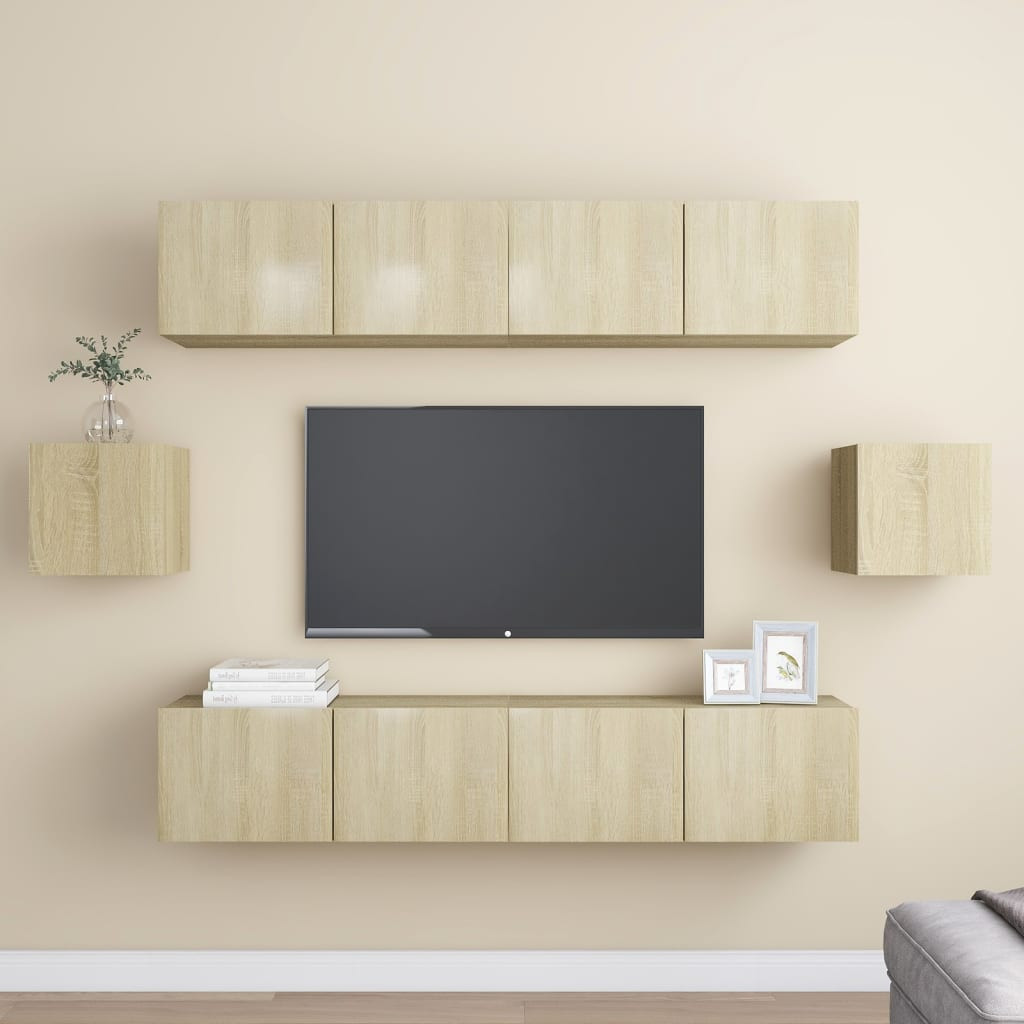 vidaXL 6-tlg. TV-Schrank-Set Sonoma-Eiche Holzwerkstoff
