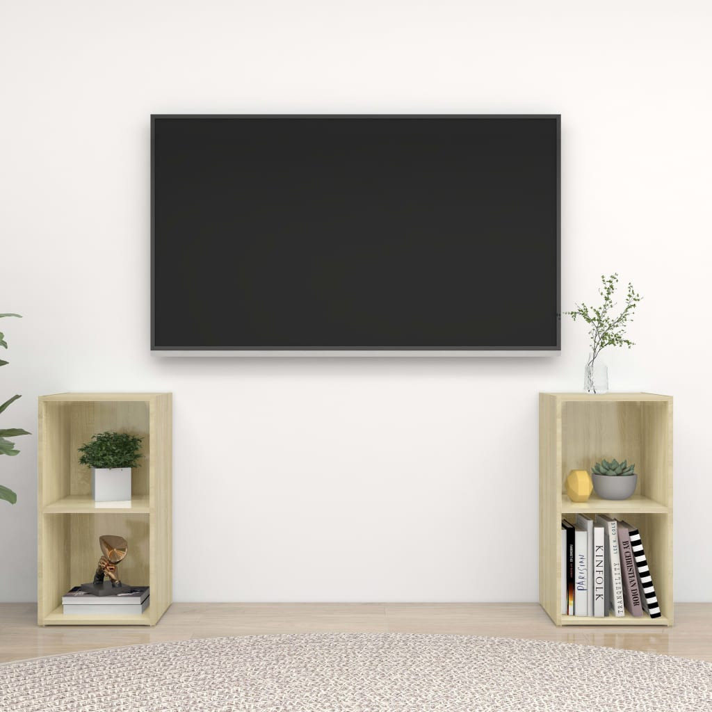 vidaXL TV-Schränke 2 Stk. Sonoma-Eiche 72x35x36,5 cm Holzwerkstoff