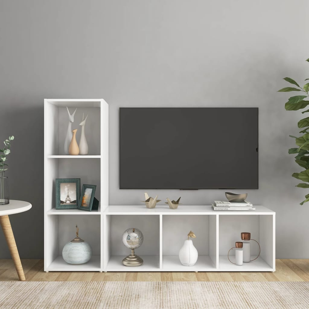 vidaXL TV-Schränke 2 Stk. Weiß 107x35x37 cm Holzwerkstoff